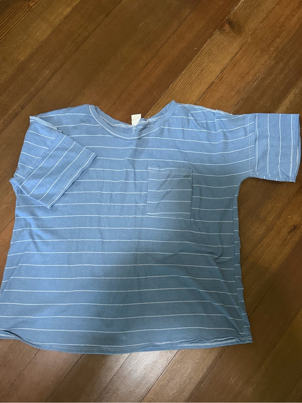 Sew In Love Blue & White Striped Pocket Short Sleeve Tee